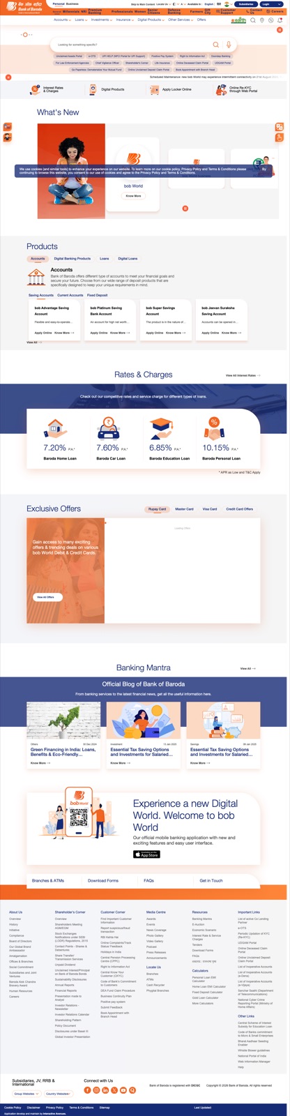 Landing page of bankofbaroda.in captured 2026-08-23