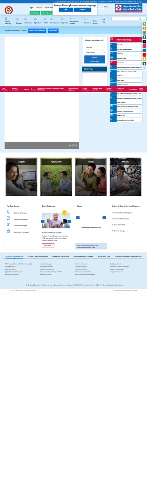 Landing page of centralbankofindia.co.in captured 2026-08-23