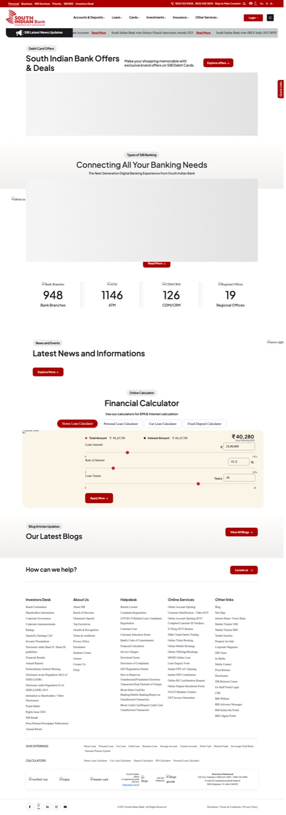 Landing page of southindianbank.com captured 2026-08-23